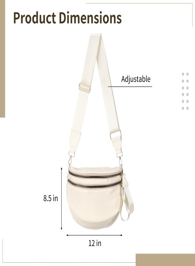 DORMIYA Crossbody Bags for Women, Fashion Bum Bag with Adjustable Strap, Lightweight Nylon Purse, 12 x 8.5 in, Beige - Image 3