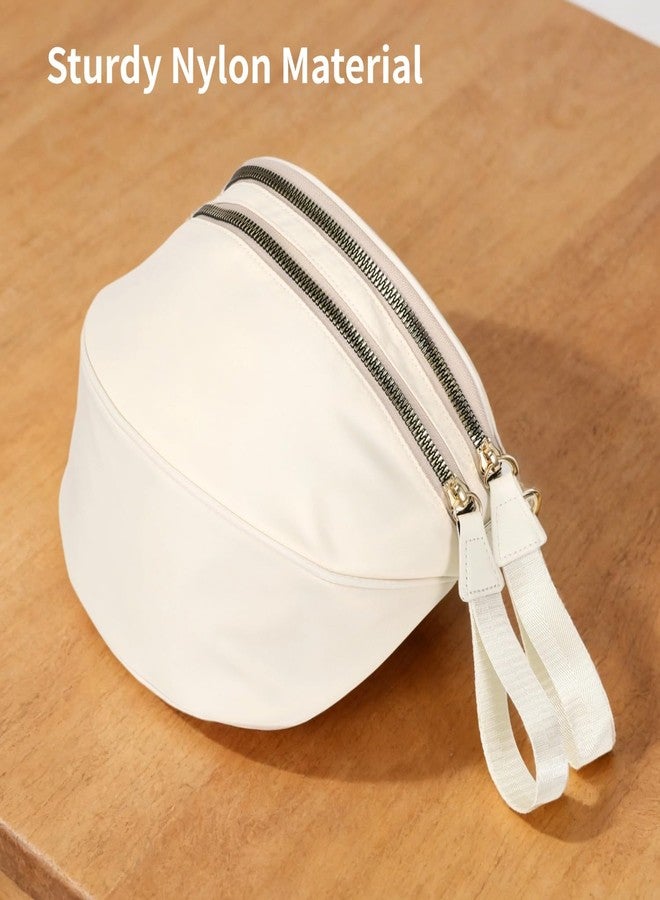 DORMIYA Crossbody Bags for Women, Fashion Bum Bag with Adjustable Strap, Lightweight Nylon Purse, 12 x 8.5 in, Beige - Image 4