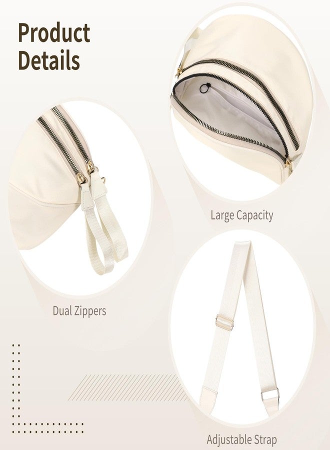 DORMIYA Crossbody Bags for Women, Fashion Bum Bag with Adjustable Strap, Lightweight Nylon Purse, 12 x 8.5 in, Beige - Image 5