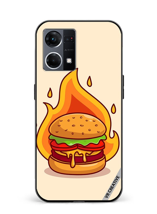 VR CREATIVE Protective Case Cover For Oppo Reno8 4G Burger Cheese Design Multicolour - Image 1
