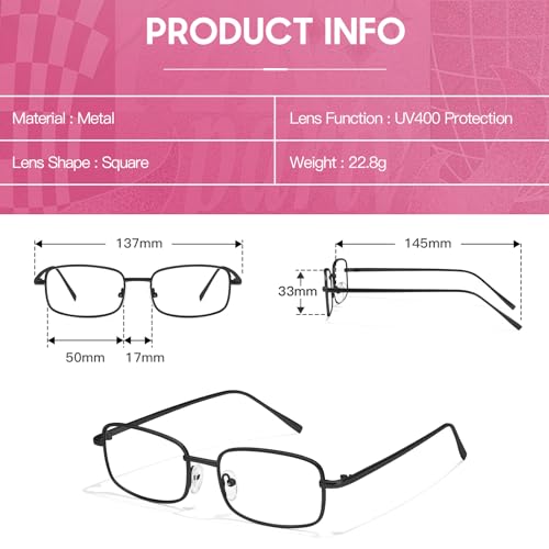 SODQW Fashion Fake Glasses Non Prescription Clear Glasses Frame for Women Blue Light Blocking Rectangle Glasses - Image 3