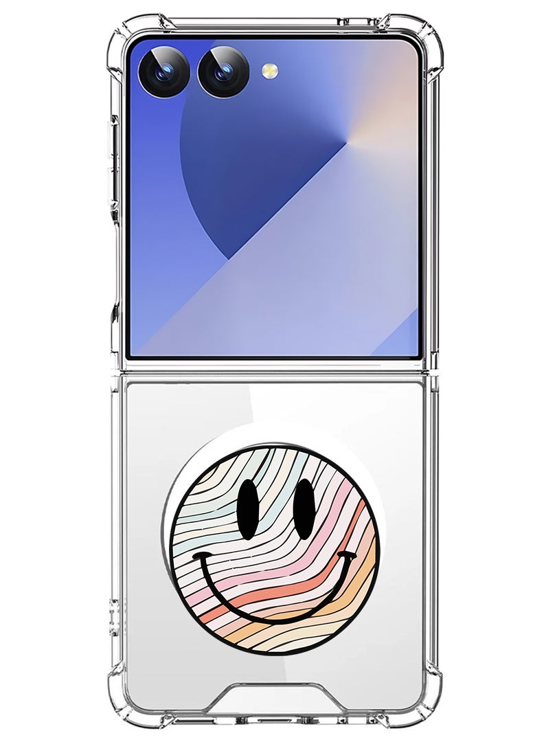 Theodor Magnetic Case for Samsung Galaxy Z Flip 7 Compatible with MagSafe Wireless Charging, Shockproof Phone Bumper Cover Smiley - Image 1