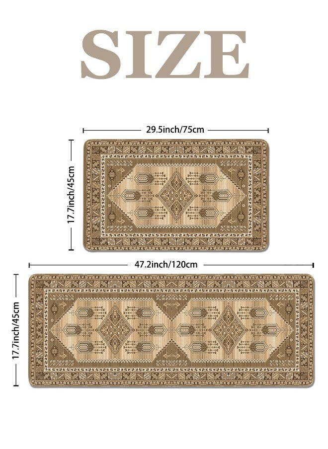 Generic 2 PCS Kitchen Floor Mats Rugs Set, Cushion Floor Carpet, Waterproof, Oil Resistant and Anti-Fatigue PU Standing Mat for Kitchen, Floor, Office, Sink, Laundry 45*75CM+45*120CM  - Image 4
