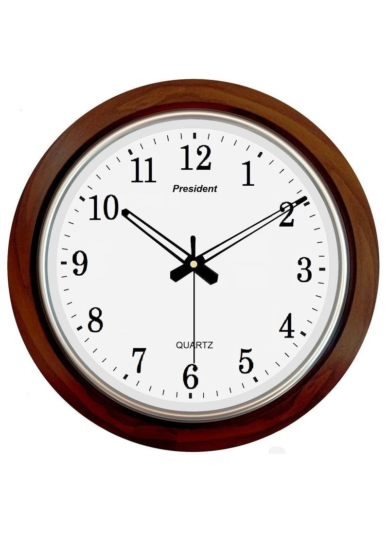 President - President Wooden Look Wall Clock Clocks for Living Room Stylish Home Big Size Bedroom Multi Colour, 17 inch x 17 inch x 2 inch and Glass Wood Finish- Color - Image 1