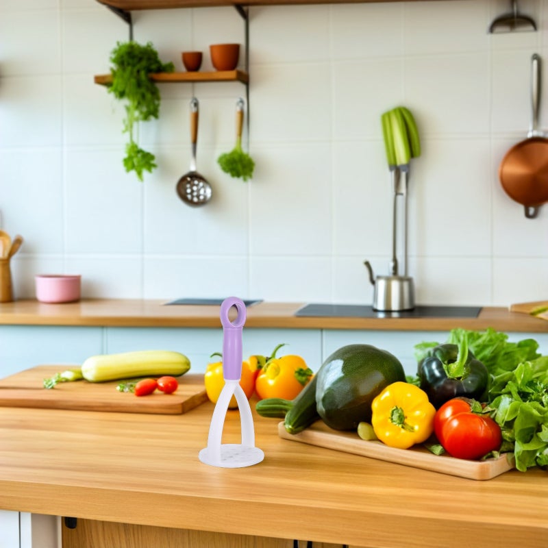 🍳 آلة هرس البطاطس اليدوية من بلاستيك بنفسجي مع مجموعة ١٠ قطع لمستلزمات المطبخ - Image 4