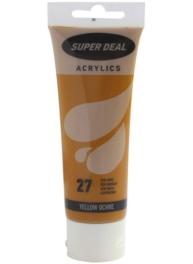 SUPER DEAL Super Deal Acrylic Color Paint Tube 75ml Yellow Ochre 