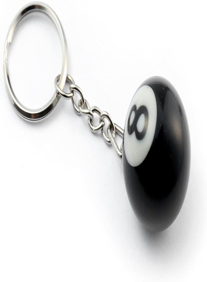 Cafurty 1PCS Black 8 Ball Keychain Pool Ball Keychain 8 Billiard Ball Keychain Lucky Number 8 Ball Resin Ball Jewelry for Men - Diameter 1 Inches - Image 1