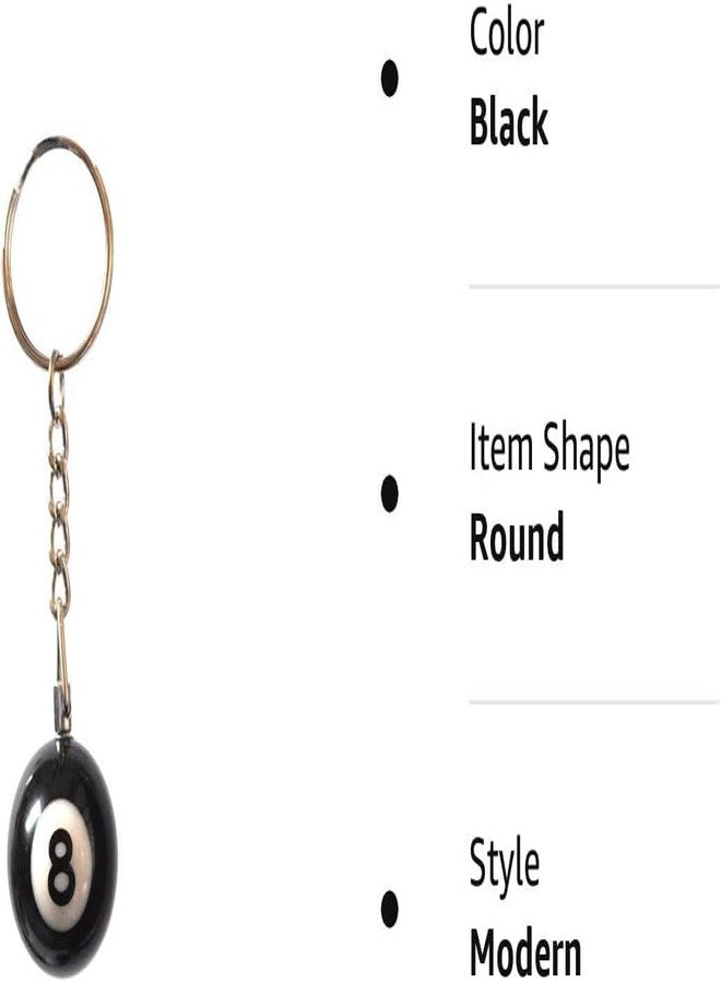 Cafurty 1PCS Black 8 Ball Keychain Pool Ball Keychain 8 Billiard Ball Keychain Lucky Number 8 Ball Resin Ball Jewelry for Men - Diameter 1 Inches - Image 2
