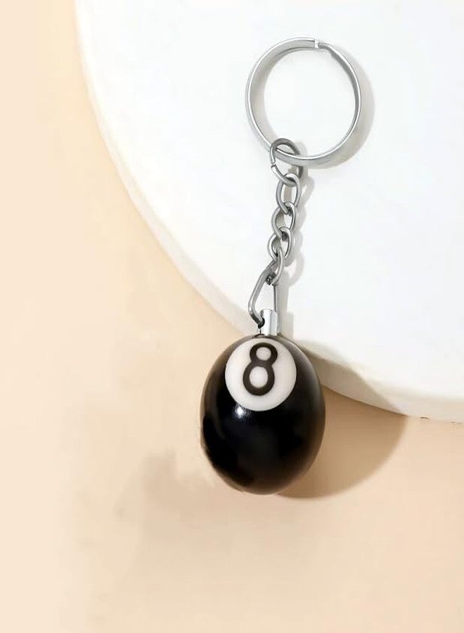 Cafurty 1PCS Black 8 Ball Keychain Pool Ball Keychain 8 Billiard Ball Keychain Lucky Number 8 Ball Resin Ball Jewelry for Men - Diameter 1 Inches - Image 5