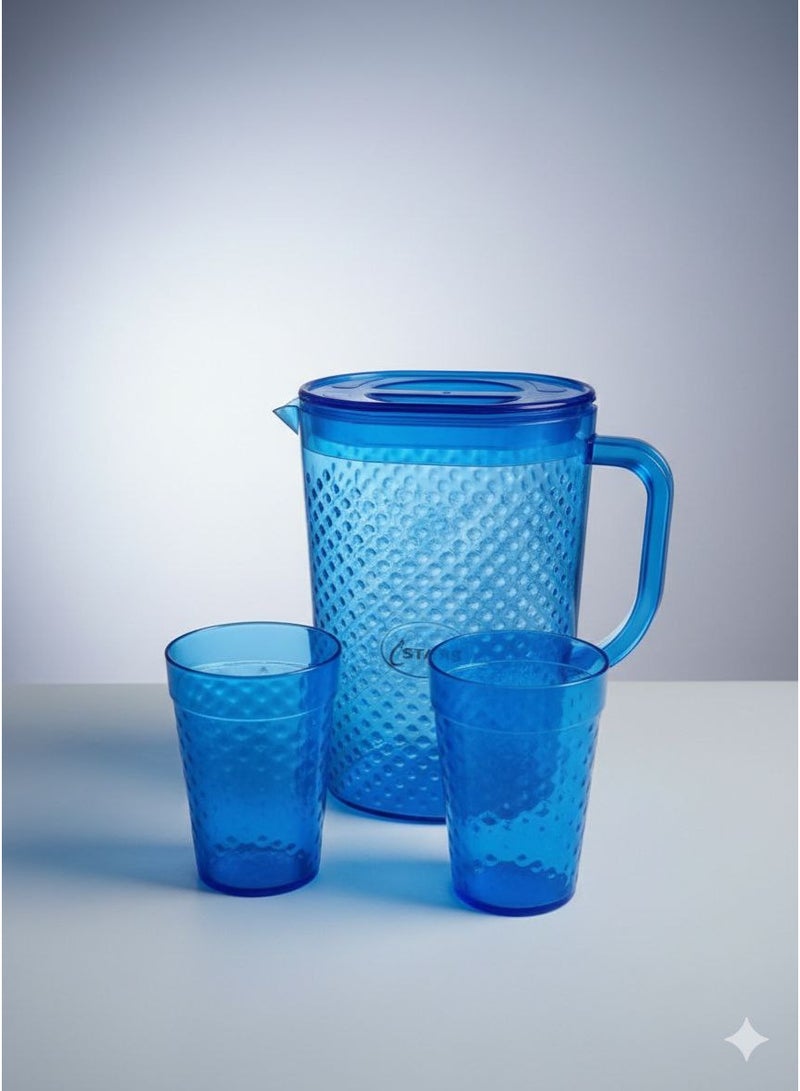 A pitcher set with 2 cups in a stylish and practical design, ideal for serving juices and cold or warm drinks in a neat and attractive way.A pitcher set with 2 cups in a stylish and practical design, ideal for serving juices and cold or warm drinks in a neat and attractive way. - Image 1