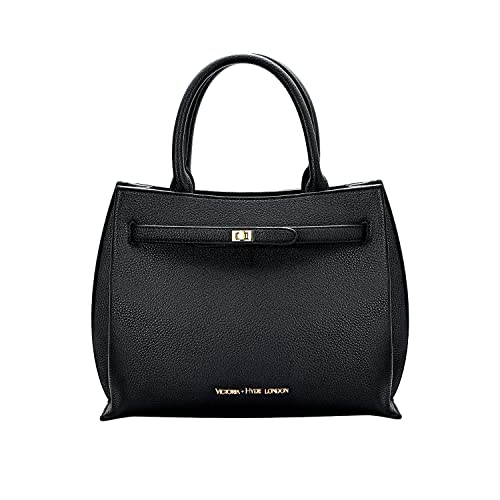 VICTORIA HYDE Tote Bag for Women Large PU Leather Shopper Handbags Vegan Travel Shoulder Bags for Women and Mom Best Gift (Black) - Image 1