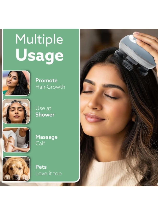 Blueidea Portable Electric Scalp Massager, Waterproof, For Hair Growth, Hair Deep Clean, Head Relaxation, 3 Speed Modes, Handheld Portable Head Scratcher Massager (Sable White) - Image 4