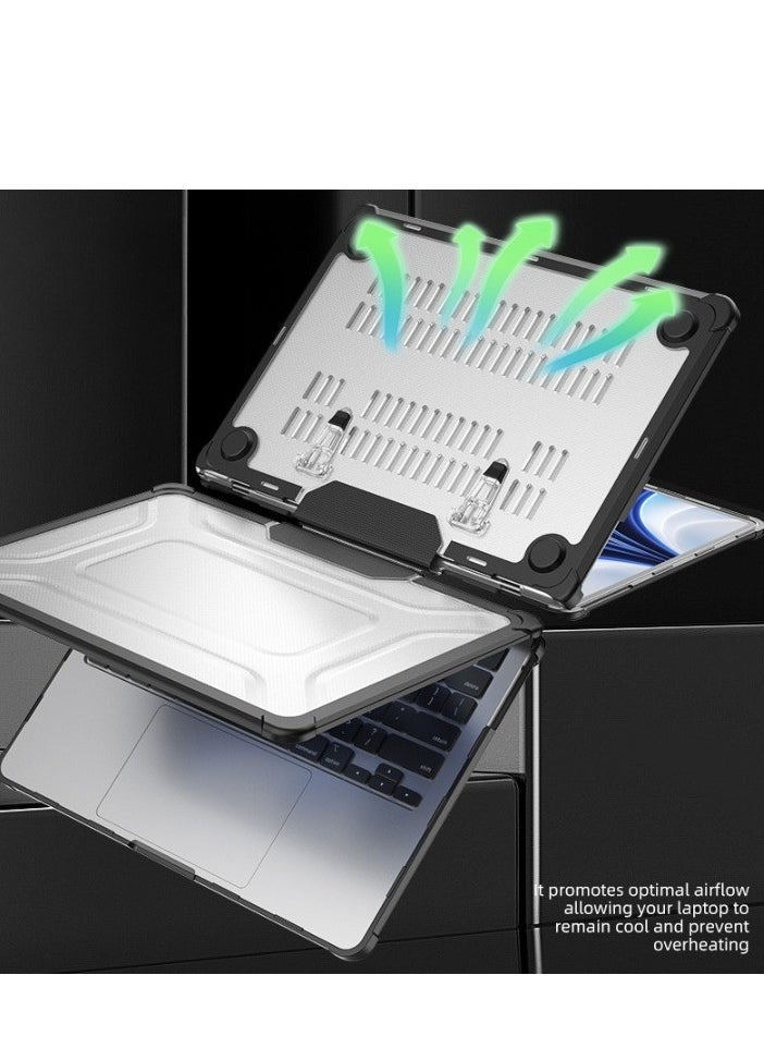 Generic - Adapted To Macbook Air13.6 2022/2024 (M2 A2681/M3 A3113) Laptop Protective Case Transparent Frosted Cooling Bracket Anti-Fall Case - Image 1
