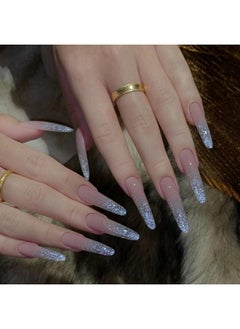 Press On Nails Long Stiletto Fake Nails Glossy Glue On Nails Sharp Almond Acrylic Nails Nude Pink Artificial Nails Bling Glitter Stick On False Nails With Design 24 Pcs - pzsku/Z28BC6928529D1F5A36D3Z/45/_/1734182891/9eeaca9d-926a-4907-a346-758de139fe53