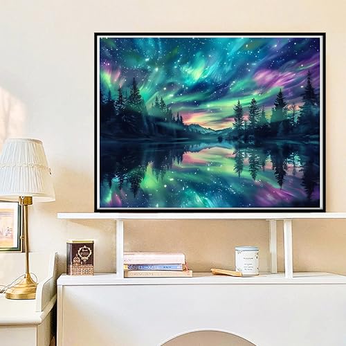 Hutarosl Paint by Numbers for AdultsAurora Paint by Number Canvas for AdultsStarry Sky Paint by Number AdultAurora DIY Oil Painting Kits for Gifts Home Decor 16x20in - Image 3