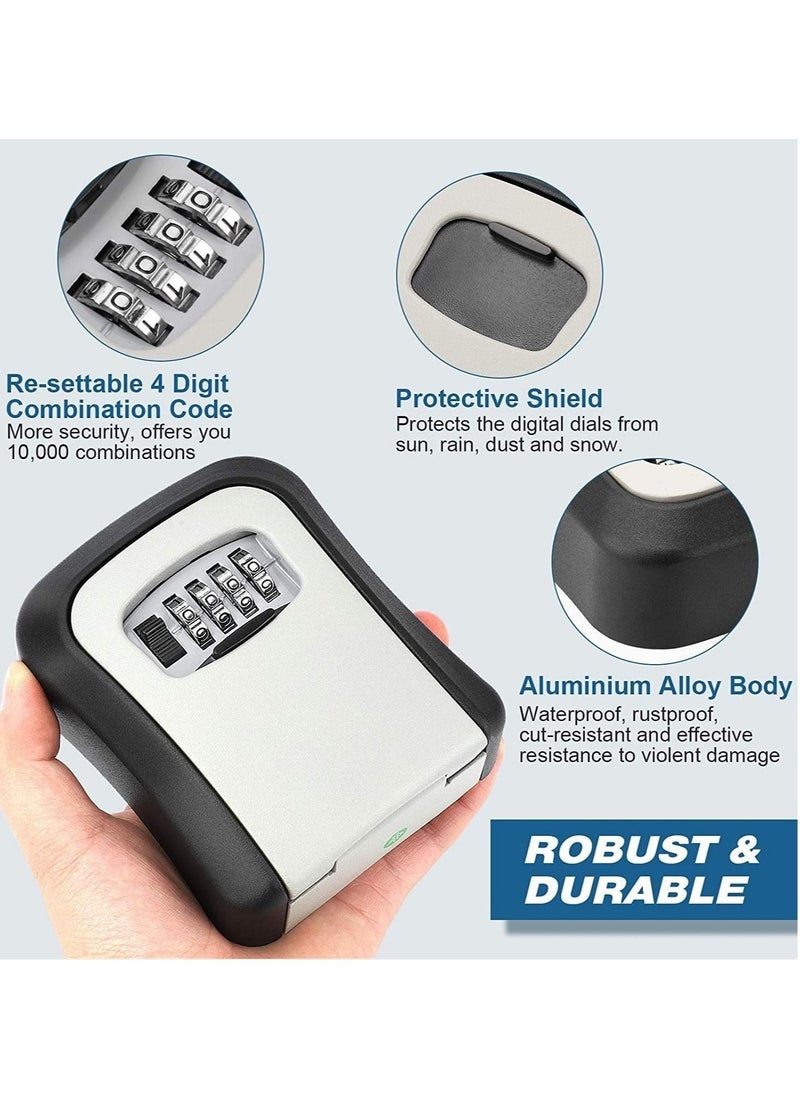 DMG TECH - Security Key Lock Box, 4 Digit Metal Outdoor Safe Key Box, Weatherproof Lock box for House Key, Wall Mount Key Storage, Resettable Code - Image 1