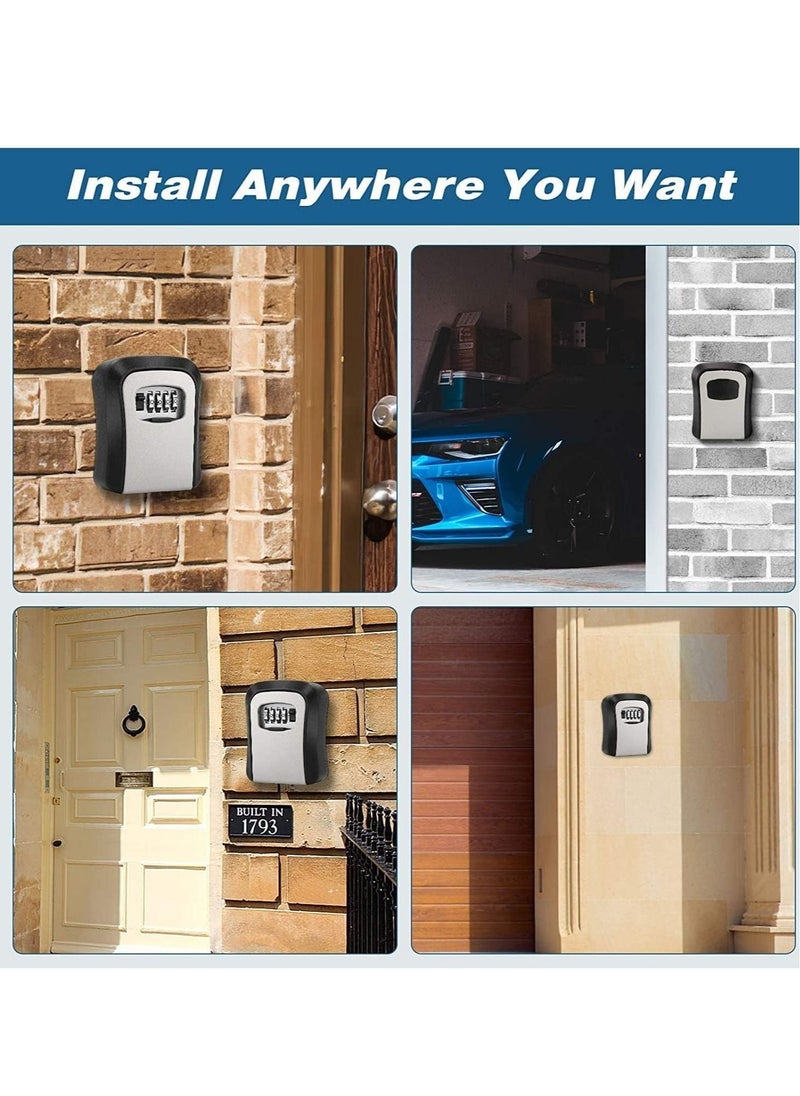 DMG TECH - Security Key Lock Box, 4 Digit Metal Outdoor Safe Key Box, Weatherproof Lock box for House Key, Wall Mount Key Storage, Resettable Code - Image 1