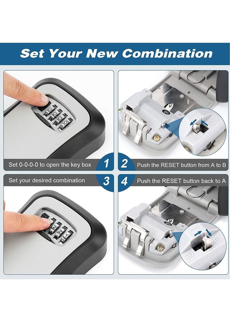 DMG TECH - Security Key Lock Box, 4 Digit Metal Outdoor Safe Key Box, Weatherproof Lock box for House Key, Wall Mount Key Storage, Resettable Code - Image 1