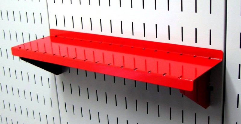 Wall Control Shelf 4in Deep Pegboard Shelf Assembly Pegboard and Slotted Tool Board – Red - Image 2