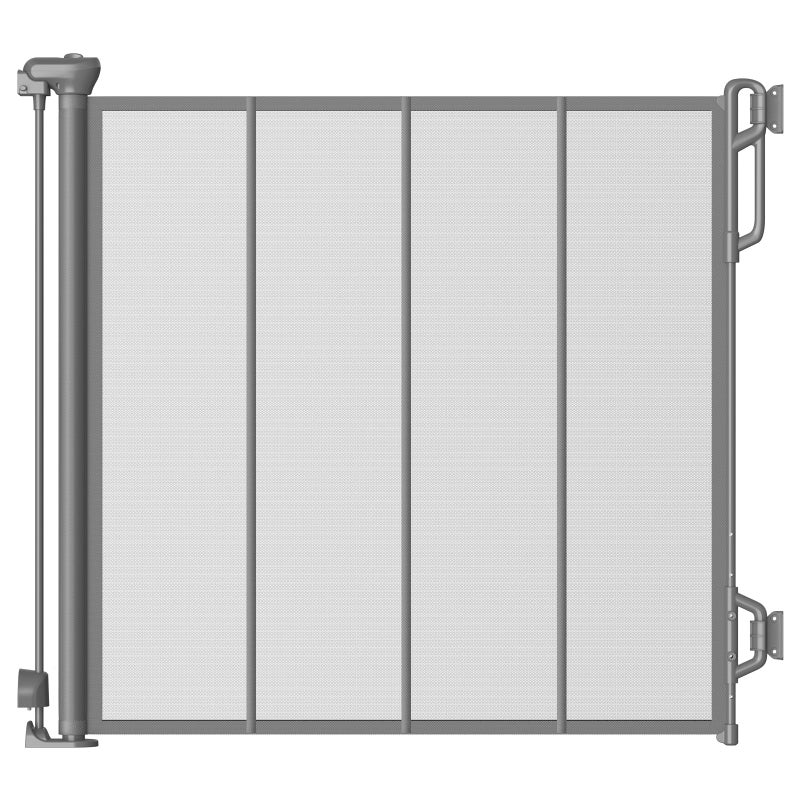 Spaceany Reinforced Retractable Baby Gate or Mesh Dog Gate,Easy to Use for Stairs, Doorways, Hallways, Indoor, Outdoor, Wide Pet Gate 33.5" Tall, Extends to 45" Wide, Gray - Image 1