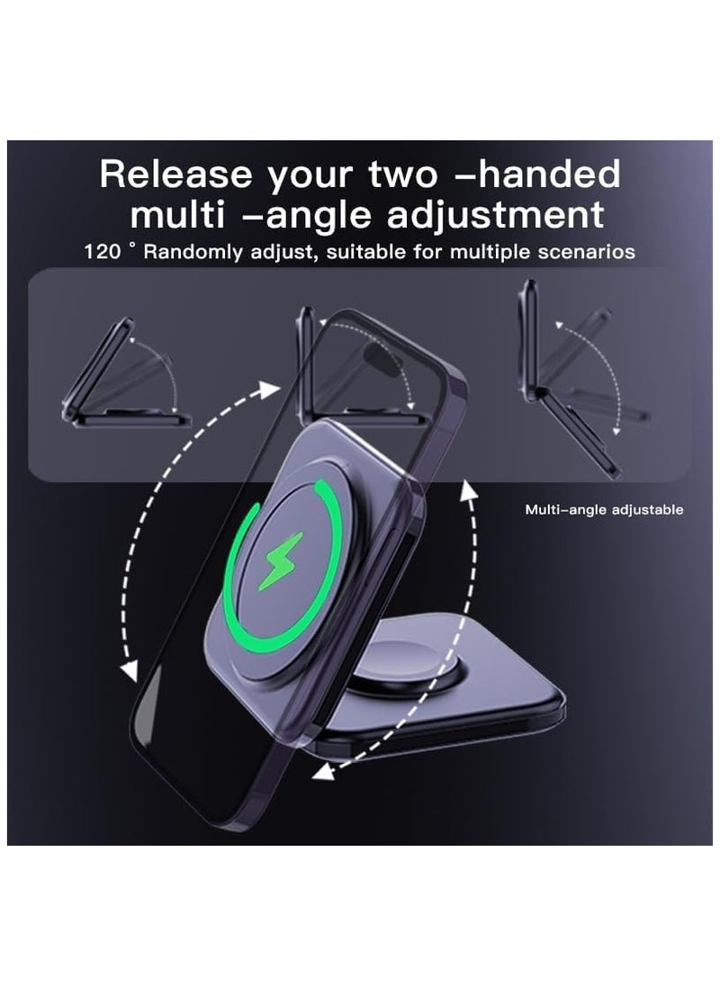 Generic - Foldable 3 in 1 Wireless Charger Compatible with MagSafe iPhone 16 15 14 13 12 Watch AirPods Lightweight Portable Strong Magnetic Attraction Suitable - Image 1