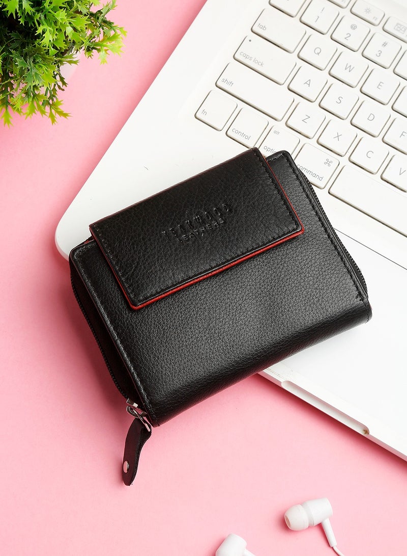 TEAKWOOD Genuine Leather RFID with Photo ID Card Holder Coin Pocket Wallet - Image 1