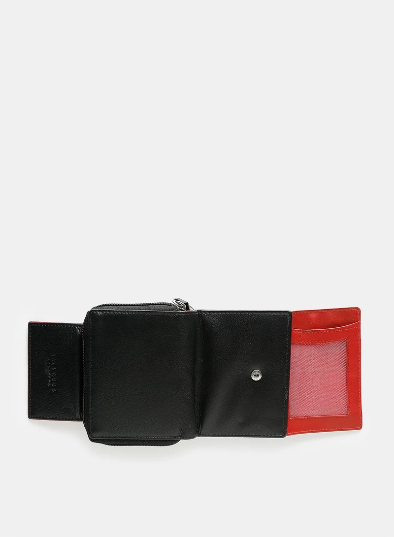 TEAKWOOD Genuine Leather RFID with Photo ID Card Holder Coin Pocket Wallet