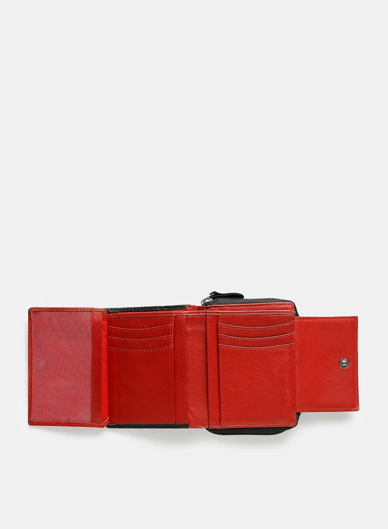 TEAKWOOD Genuine Leather RFID with Photo ID Card Holder Coin Pocket Wallet