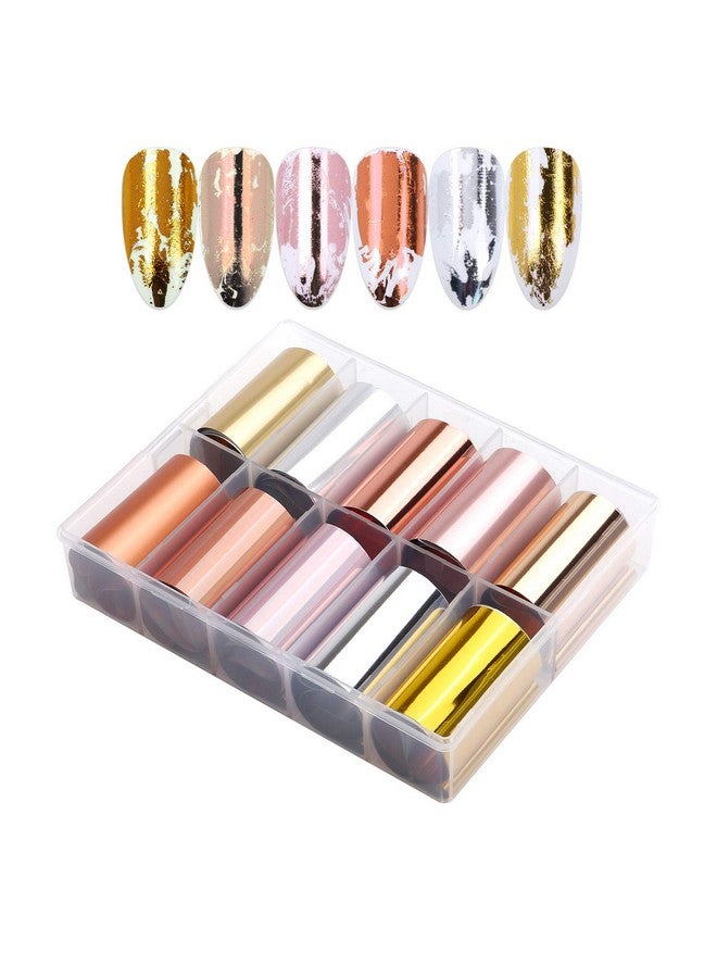Yokilly 10 Sheets Holographic Nail Art Foil Transfer Stickers Metallic Color Print Nail Decals 3D Selfadhesive Stickers Diy Manicure Decoration Kit - Image 1