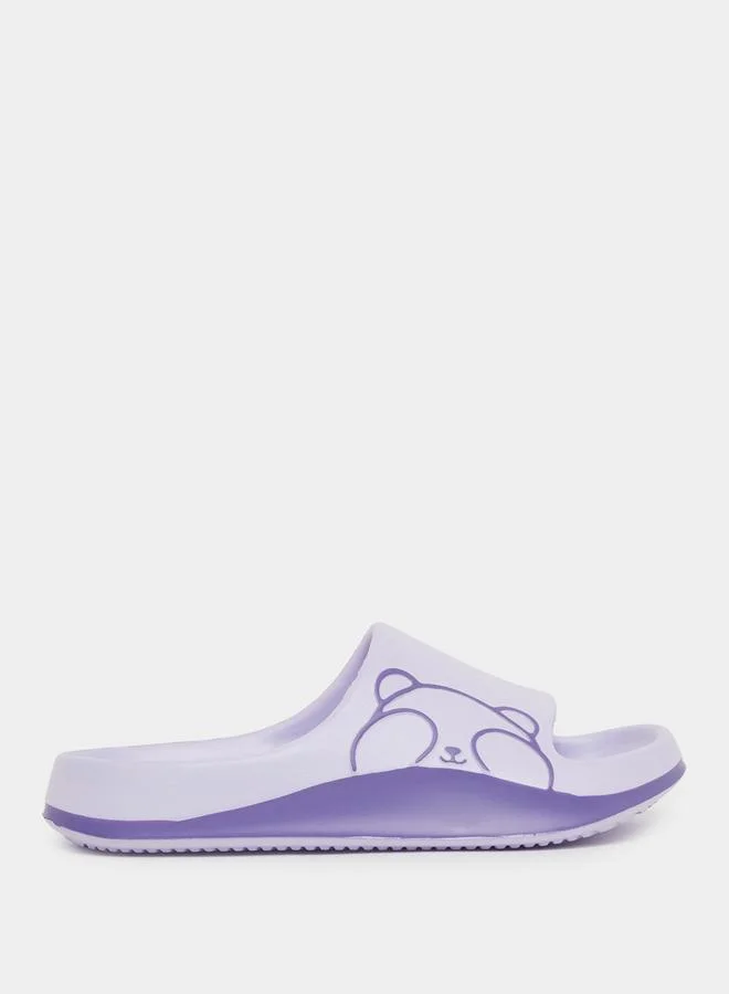 تايك تو Take Two Color Block Bear Print Bathroom Slippers