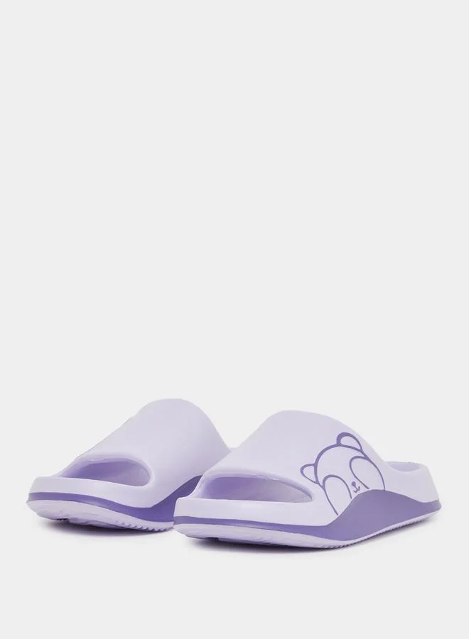 تايك تو Take Two Color Block Bear Print Bathroom Slippers