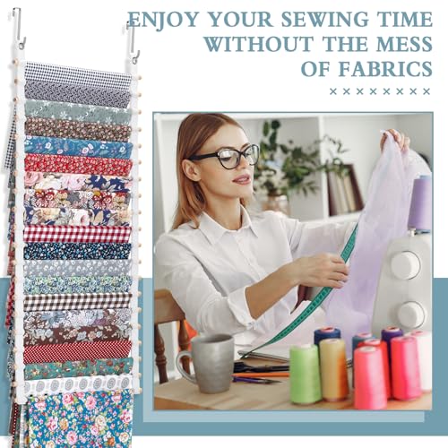 Anglechic 20-Shelf Hanging Wall Fabric Organizer, Over The Door Cloth Organizer with 4 Hooks, Closet Hanging Fabric Storage for Sewing & Quilting Collection(16.5 Inch) - Image 5