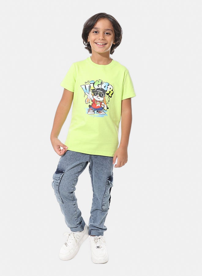 Andora Regular Fit Printed Boys T-Shirt_Neon Green - Image 5