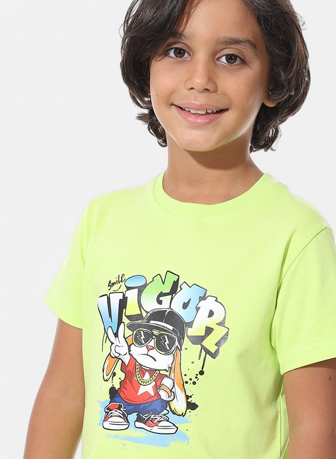 Andora Regular Fit Printed Boys T-Shirt_Neon Green - Image 3
