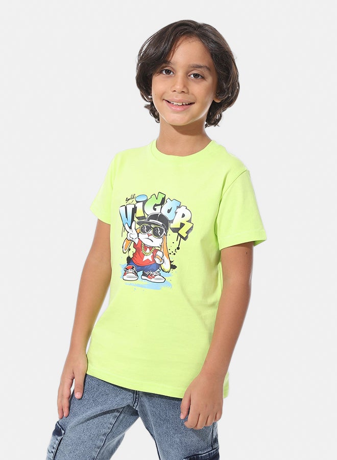 Andora Regular Fit Printed Boys T-Shirt_Neon Green - Image 2