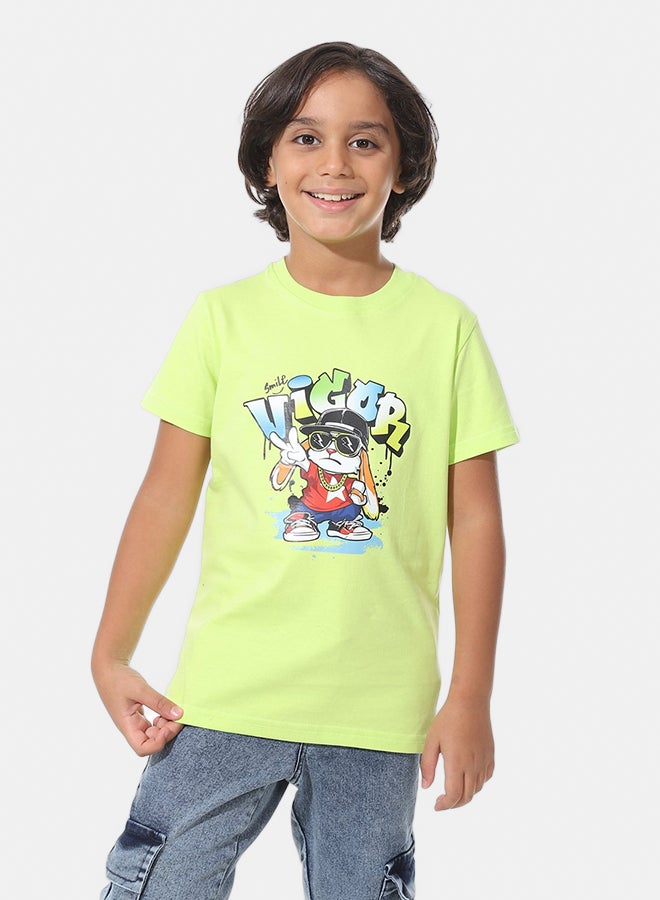Andora Regular Fit Printed Boys T-Shirt_Neon Green - Image 1