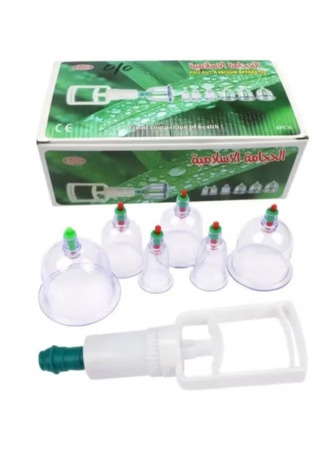 6-Piece Therapeutic Cupping Cup Set with Hand Pump - Traditional Relief and Therapy - Image 1
