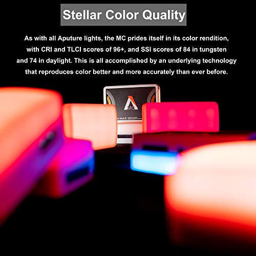 Aputure MC RGBWW On Camera Video Light, CRI/TLCI 96+, Temperature 3200K-6500K, HSI Mode,Support Magnetic Attraction and App with USB-C PD and Wireless Charging - Image 3