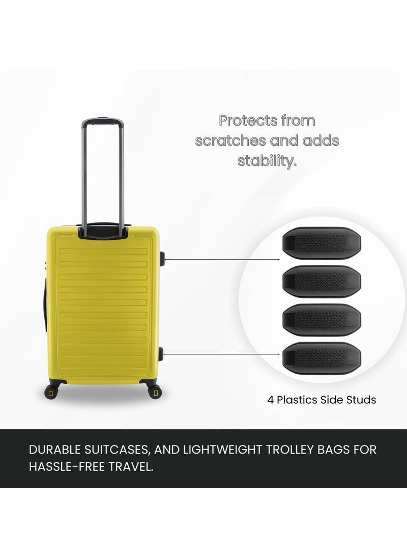 NATIONAL GEOGRAPHIC National Geographic Cruise 100% PC Hardshell Suitcase Set, Durable Lightweight  TSA Combination Lock Travel Luggage, 4 Quite Spinner Wheel, 3pcs Trolley Bag (20+24+28 Inch) Yellow.  - Image 3