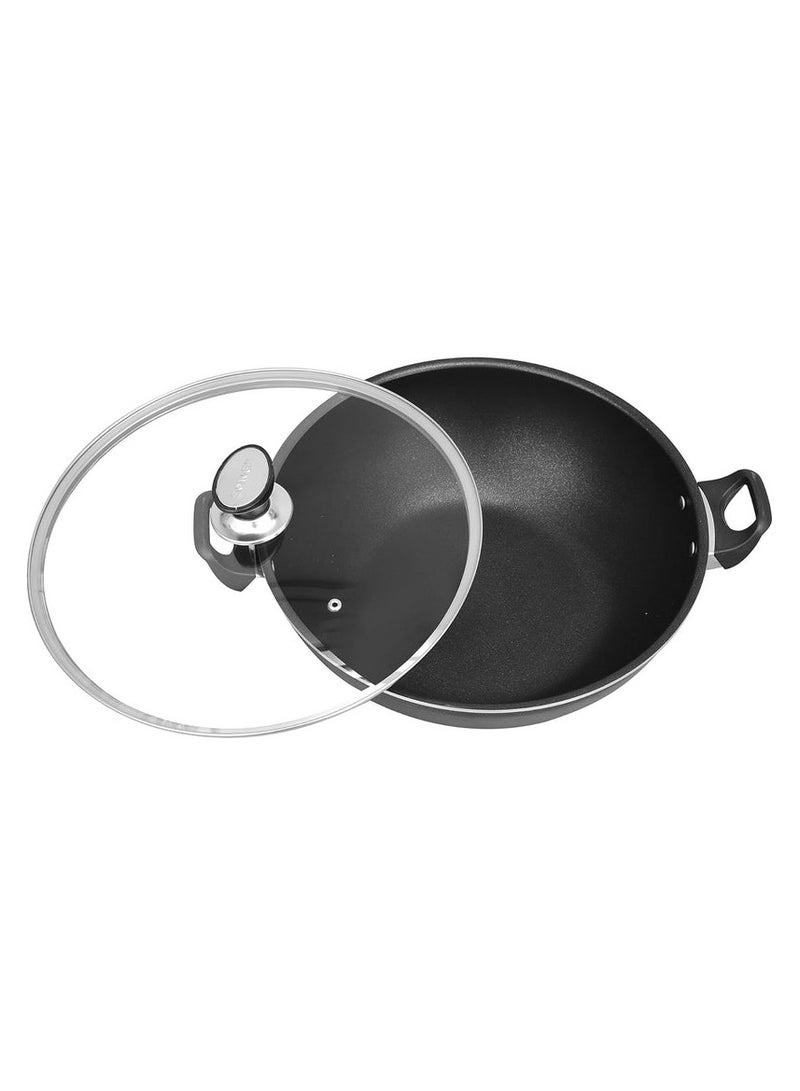 سونكس مقلاة ووك غير لاصقة للطهي من سونكس مع غطاء زجاجي قطر 30 سم - Image 2