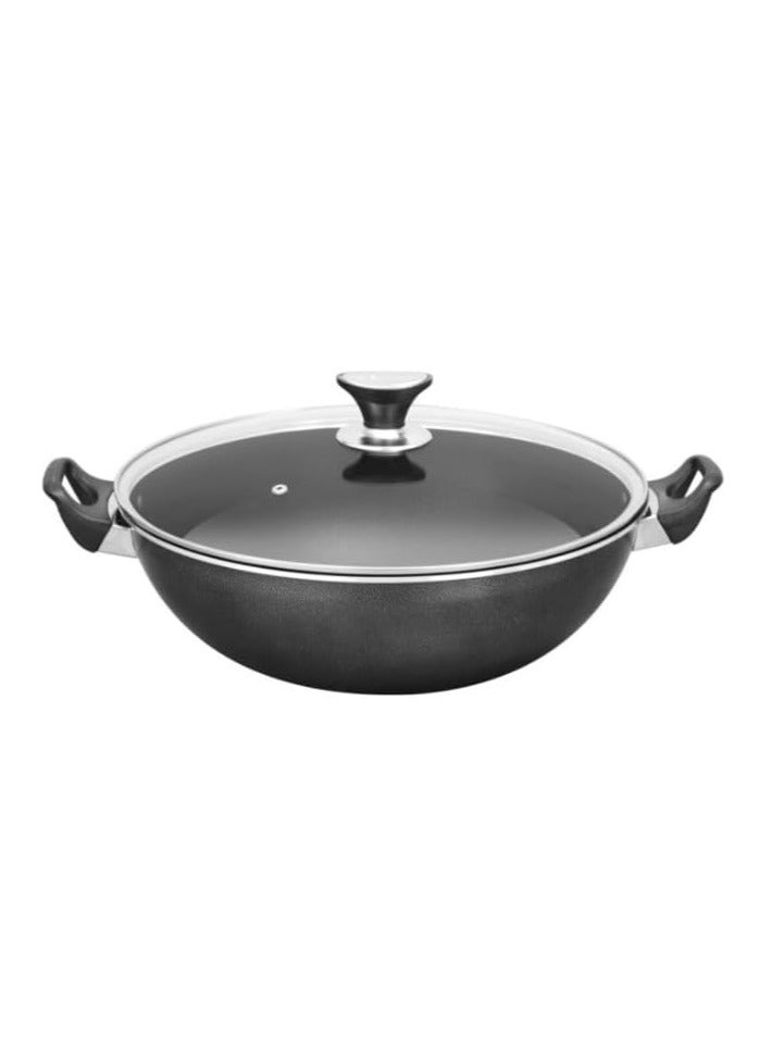 سونكس مقلاة ووك غير لاصقة للطهي من سونكس مع غطاء زجاجي قطر 30 سم - Image 1