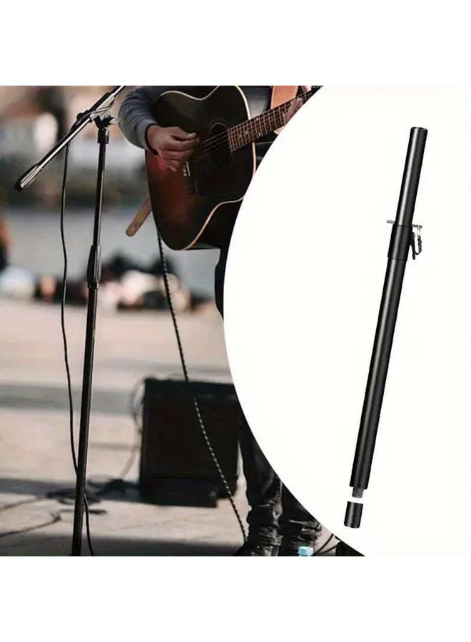 Black Metal Speaker Stand Adjustable Height M20 Thread Pole 35mm Jack Connector - Image 2