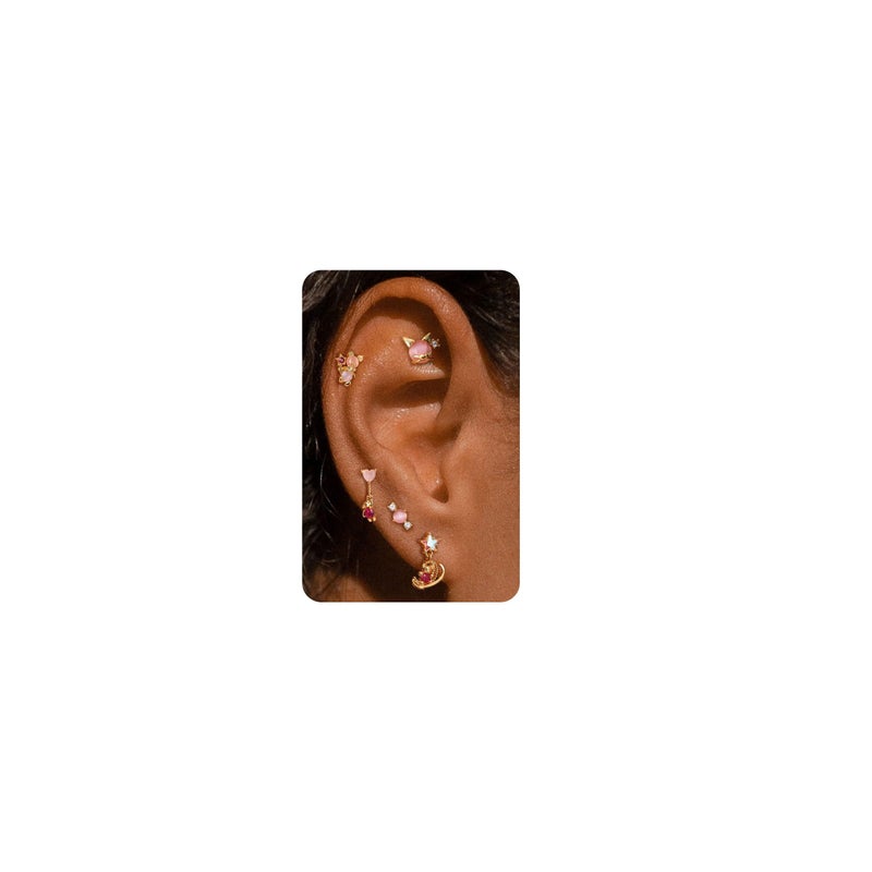 Krfy 5Pcs Dainty 14K Gold Plated Earrings for Women - Sterling Silver Post Hypoallergenic Cartilage Earrings for Women Sugar Bear Earring Sets for Multiple Piercing - Image 1