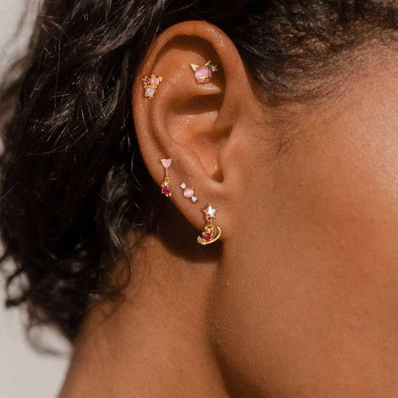 Krfy 5Pcs Dainty 14K Gold Plated Earrings for Women - Sterling Silver Post Hypoallergenic Cartilage Earrings for Women Sugar Bear Earring Sets for Multiple Piercing - Image 5