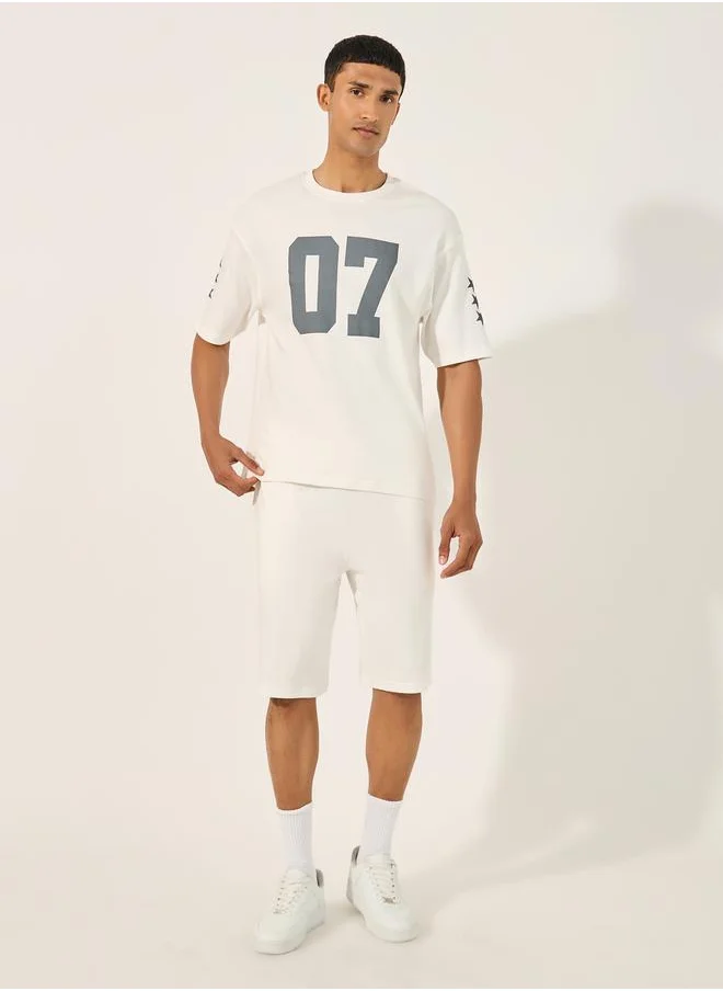 Styli Varsity Print Oversized T-Shirt and Shorts Co-Ords
