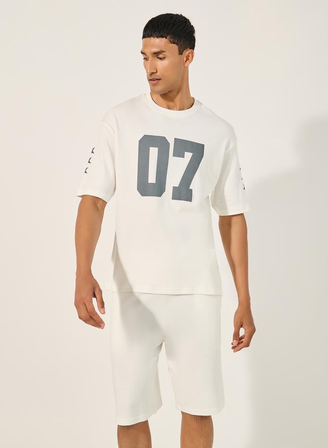 Styli Varsity Print Oversized T-Shirt and Shorts Co-Ords  - Image 2