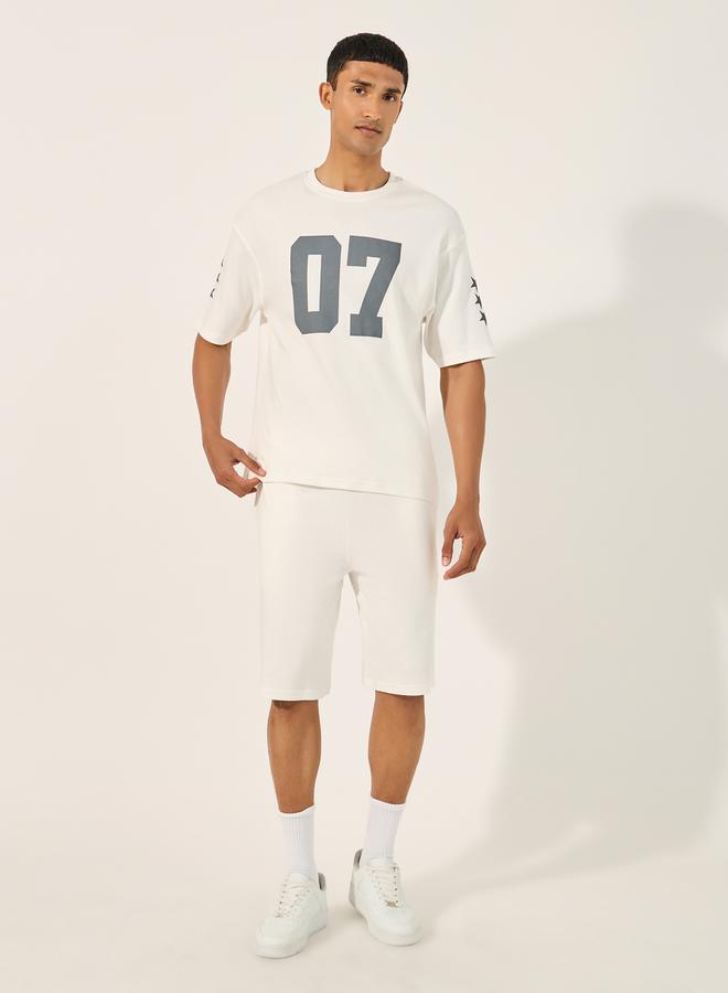 Styli Varsity Print Oversized T-Shirt and Shorts Co-Ords  - Image 1