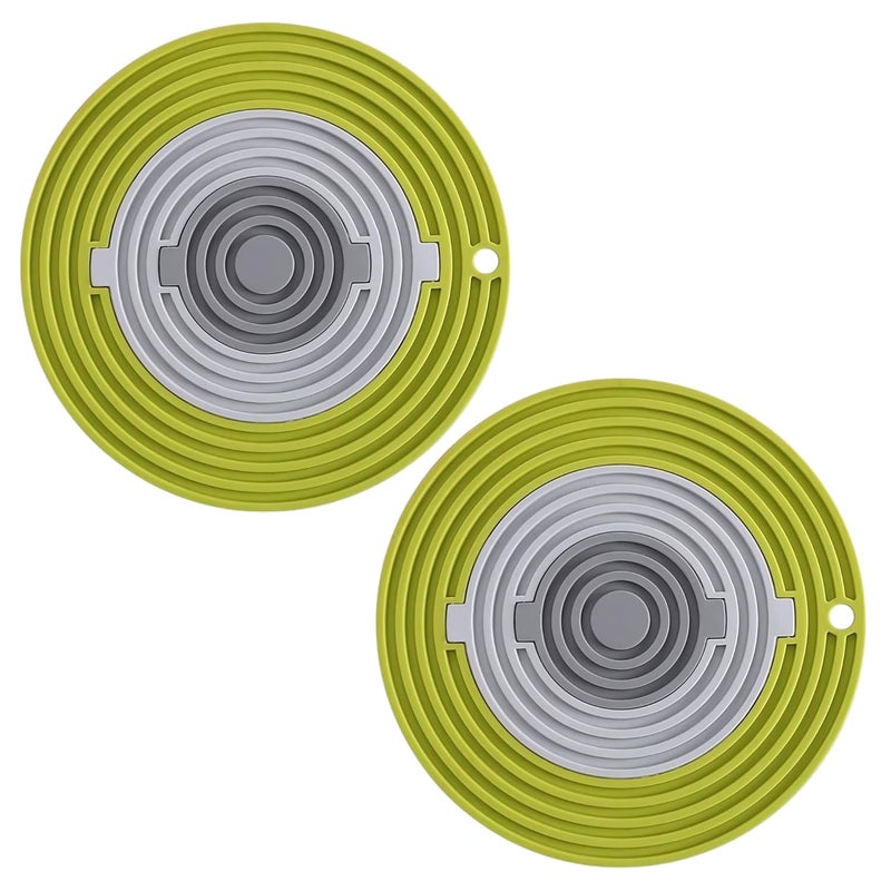 BENCI 3in1 Round Silicone Trivet Mat Drink Coaster Multipurpose for Hot Pots Dishes Bowls Cups Heat Resistant NonSlip Pad Tabletop Protection Green 2 Set 20 CM - Image 1