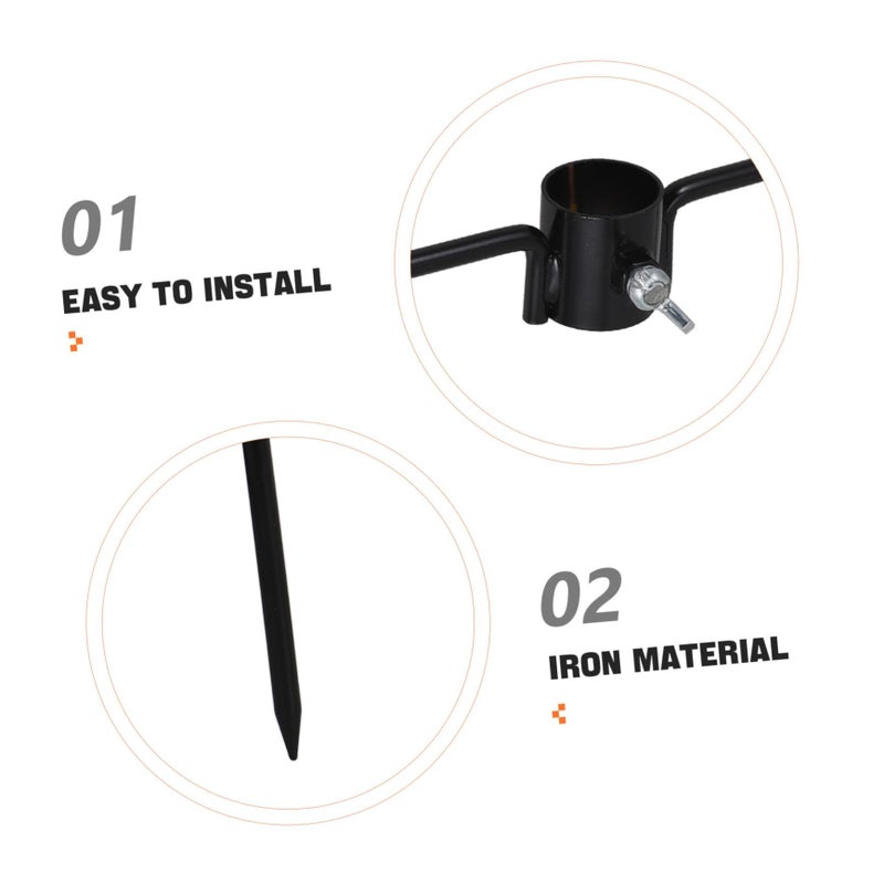 Ground Stake Outdoor Iron Flag Pole Holder Umbrella Anchor Base Garden Stand Patio Shepherds Hook - Image 4