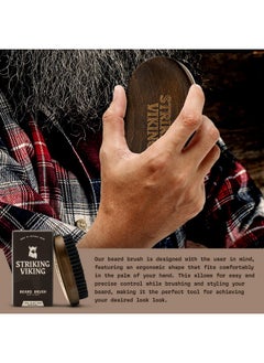 Striking Viking Striking Viking Boars Hair Beard Brush for Men - 4.2" Ergonomic Design with Naturally Derived Beach Wood - For Men's Beard & Mustache Care  - Image 2